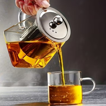 Tetera Vidrio Infusor De Té Acero Inoxidable Extraible 500ml